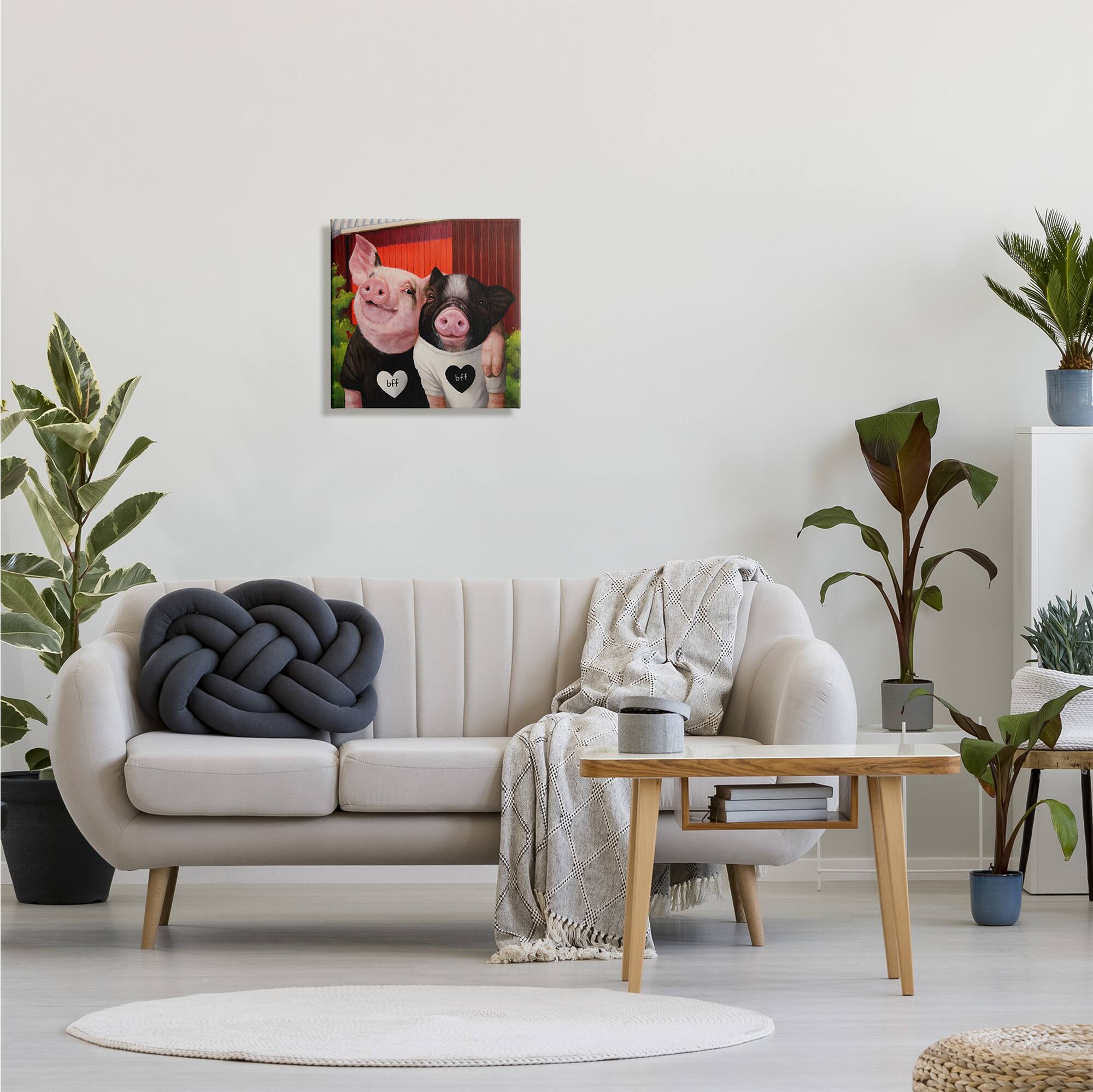 Stupell Industries Best Friends Forever Farm Pigs Happy Fun Animals Canvas Wall Art